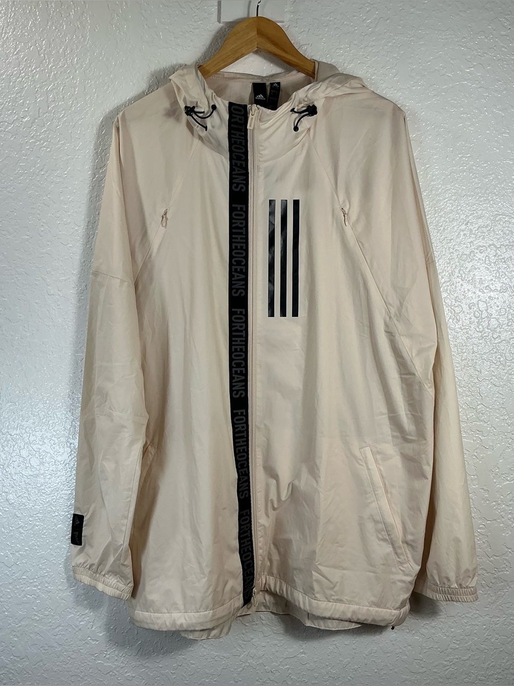 Adidas Parley For The Oceans Hooded Windbreaker Jacket XL Cream